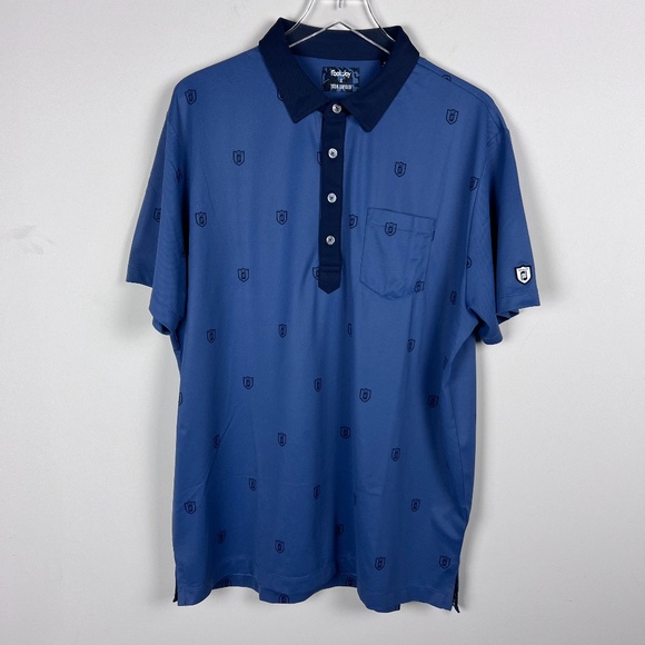 Todd Snyder & Footjoy Men's Shield Print Pique Polo Shirt Blue Size XL - Picture 7 of 13